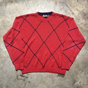 Vintage 90s Meeting Street Red Pattern Sweater